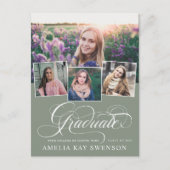 書道モダンエレガント卒業招待状 ポストカード (正面)