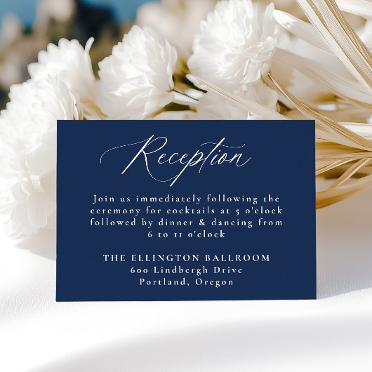 書道モダンエレガント海軍ウェディングレセプション エンクロージャーカード