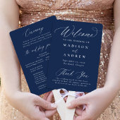 書道モダンエレガント海軍結婚式 プログラム ハンドファン