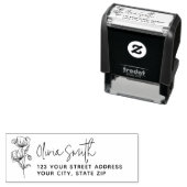 書道モダンエレガント花差出人住所 セルフインキングスタンプ (インサイチュ)