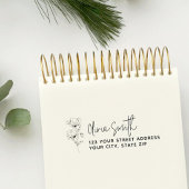 書道モダンエレガント花差出人住所 セルフインキングスタンプ