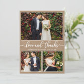 書道モダンクラフト3写真結婚のコラージュ サンキューカード (スタンド正面)