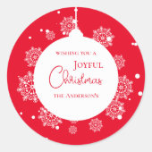 書道モダンクリスマスの飾り赤はっきりした色 ラウンドシール (正面)