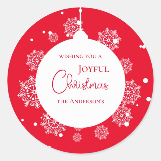 書道モダンクリスマスの飾り赤はっきりした色 ラウンドシール (正面)