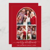書道モダンクリスマス3フォトアーチ赤 シーズンカード (正面/裏面)