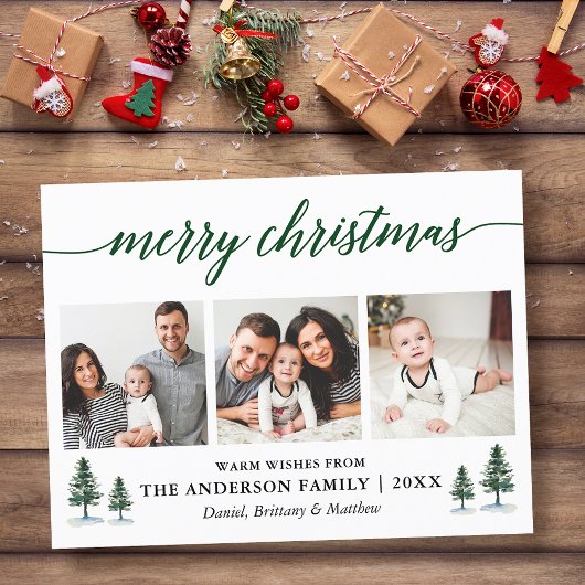 書道モダングリーンパインズクリスマス3写真 ポストカード