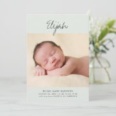 書道モダングリーン新生児写真誕生 案内状 (スタンド正面)