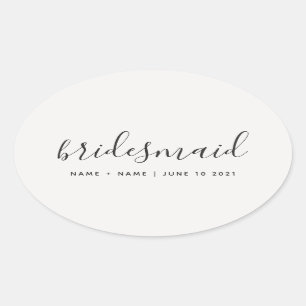 書道モダンシックBridesmaid結婚's 楕円形シール