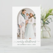 書道モダンセージ緑の写真アーチクリスマス シーズンカード (スタンド正面)