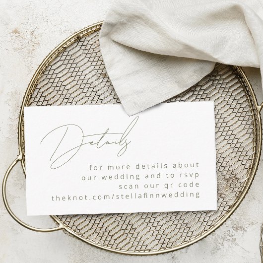 書道モダンセージ緑詳細QRコード エンクロージャーカード