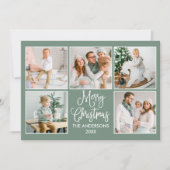 書道モダンセージ緑5写真クリスマス シーズンカード (正面)