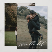 書道モダンタイポグラフィホワイトオーバーレイ写真 セーブザデート (正面/裏面)