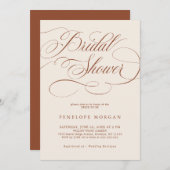 書道モダンテラコッタボホブライダルシャワー 招待状 (正面/裏面)