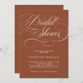 書道モダンテラコッタボホブライダルシャワー 招待状 (正面/裏面)