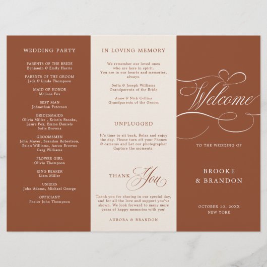 書道モダンテラコッタボホ結婚式 プログラム (正面)