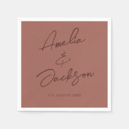 書道モダンテラコッタ結婚ズ スタンダードカクテルナプキン