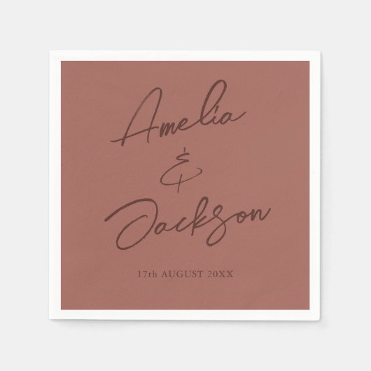 書道モダンテラコッタ結婚ズ スタンダードカクテルナプキン (正面)