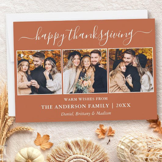 書道モダンテラコッタ3写真サンクスギビング シーズンカード