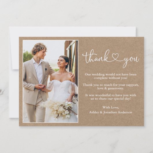 書道モダンハートクラフト結婚の写真 サンキューカード (正面)