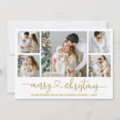 書道モダンハートクリスマス5写真金ゴールド シーズンカード (正面)