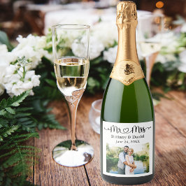 書道モダンハートミセス結婚ズ スパークリングワインラベル