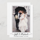 書道モダンハート写真たった今結婚しました 案内状 (正面/裏面)