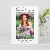 書道モダンハート写真卒業 サンキューカード (スタンド正面)