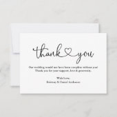 書道モダンハート写真結婚のメモ サンキューカード (正面)