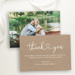 書道モダンハート写真Kraft結婚のノート サンキューカード<br><div class="desc">ミニマモダンリストシンプルの書道スクリプトハートKraft結婚's Thank You Note Card - Photo Back</div>