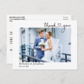 書道モダンハート結婚のお礼 ポストカード (正面/裏面)