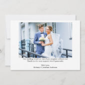 書道モダンハート結婚の写真の戻り サンキューカード (裏面)