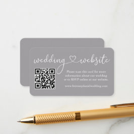 書道モダンハート結婚のWebサイトQRグレー エンクロージャーカード