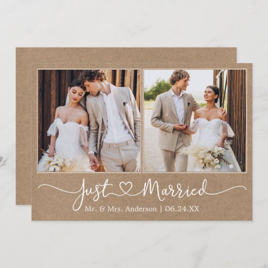 書道モダンハート2フォトクラフト結婚ズ 案内状 (正面/裏面)