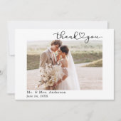 書道モダンハート3写真結婚の サンキューカード (正面)