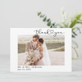 書道モダンハート3写真結婚の サンキューカード (スタンド正面)