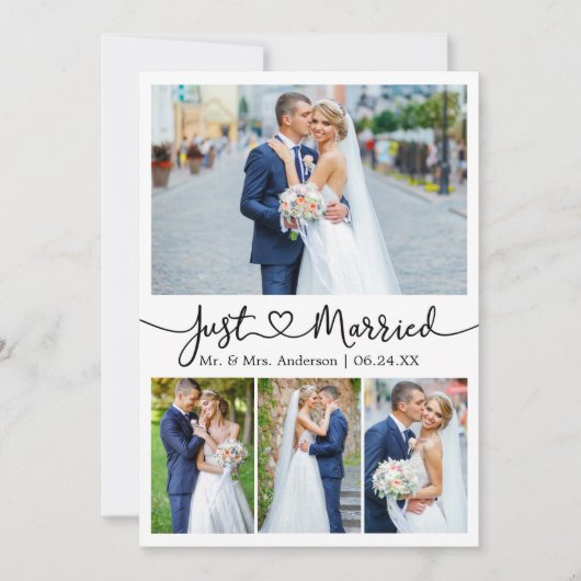 書道モダンハート5写真結婚の 案内状 (正面)