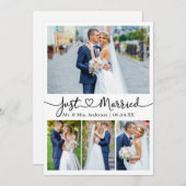 書道モダンハート5写真結婚の 案内状 (正面/裏面)