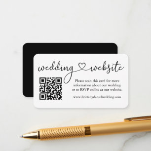 書道モダンハートQR結婚のウェブサイト エンクロージャーカード