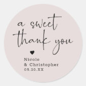 書道モダンピンクありがとう結婚式の引き出物 ラウンドシール (正面)
