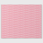 書道モダンピンクと白のクリスマス ラッピングペーパー (フラット)