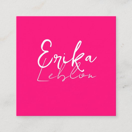 書道モダンピンクのミニマル スクエア名刺 (正面)