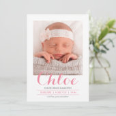 書道モダンピンク | 誕生発表 案内状 (スタンド正面)