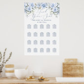 書道モダンフォントDIYカラーダスティブルーバラ ポスター (キッチン)