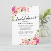 書道モダンフローラピンク赤面ブライダルシャワー 招待状 (スタンド正面)