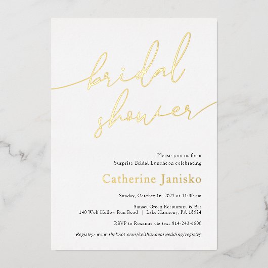 書道モダンブライダルシャワー箔招待状 箔招待状 (正面)