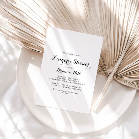 書道モダンブライダルランジェリーシャワー 招待状