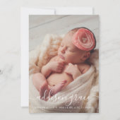 書道モダンベビーガール写真コラージュ誕生 案内状 (正面)