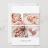 書道モダンベビーガール写真コラージュ誕生 案内状 (裏面)