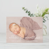 書道モダンベビーガール写真コラージュ誕生 案内状 (スタンド正面)