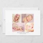 書道モダンベビーガール写真コラージュ誕生 案内状 (裏面)